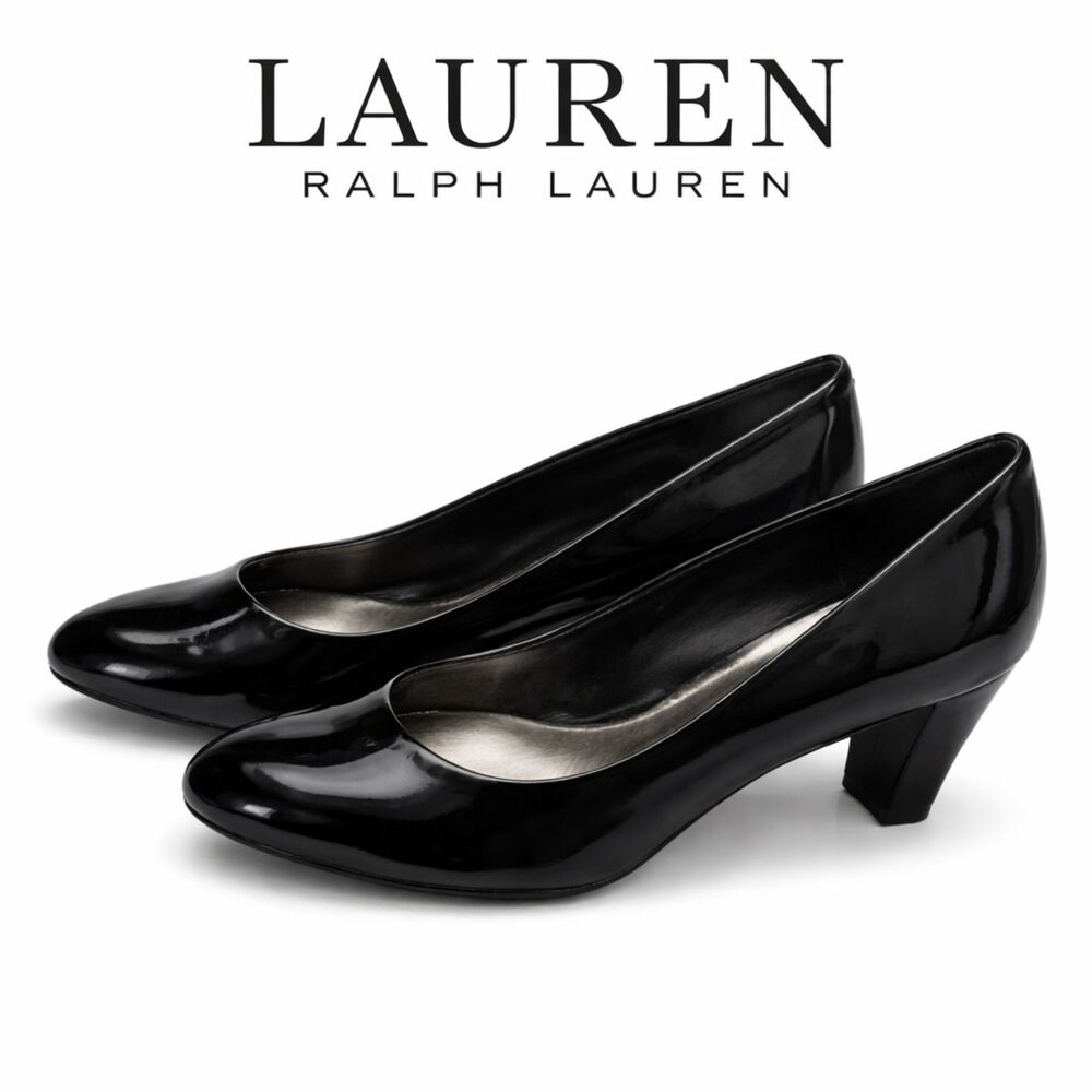 Lauren Ralph Lauren Black Patent Leather Heels Pumps Size 8 Classic Old Money